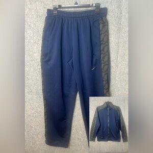 Nike Dri Fit Men’s Medium Navy Blue Gray straight leg sweatpants Set